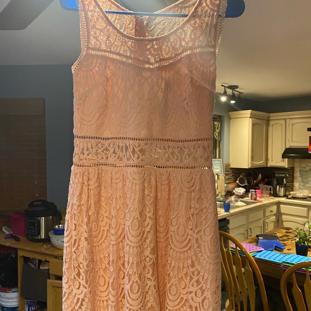 cute peach juniors dress